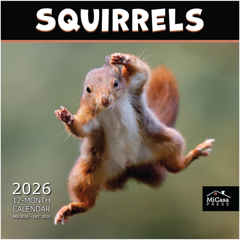 MICASA PRESS Squirrels 2026 Wall Calendar 12 Month | 12â€ x 24â€ Open | Thick & Sturdy Paper | Holiday Gift | Funny Animal Calendar 2026 - Image 1