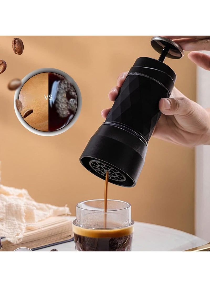 New Manual Portable Espresso Machine For Coffee Brew And Milk Foamer 120ML Black  - Image 2