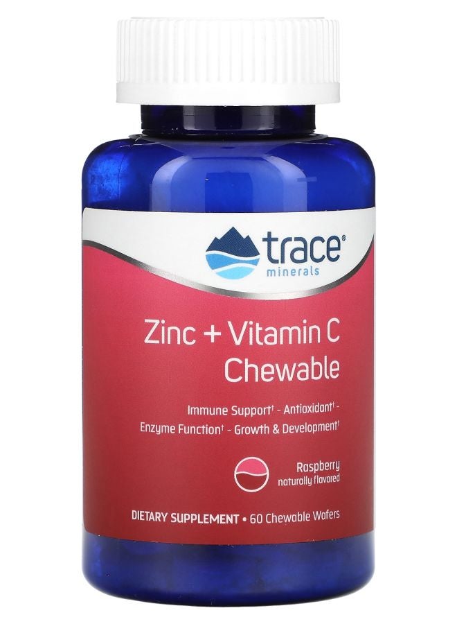 Trace Minerals Zinc + Vitamin C Chewable Raspberry 60 Chewable Wafers