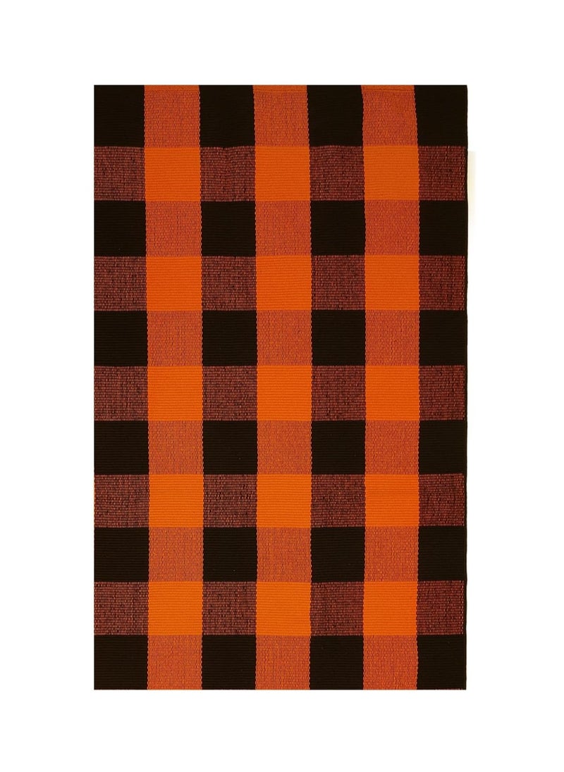 Generic 40*60cm Plain Plaid Floor Mat Home Porch Carpet Festive Atmosphere Decorative Carpet Washable Woven Outdoor Indoor Welcome Mat Suitable for Front Door/Farmhouse/Entrance/Home Entrance Outdoor Carpet (Brown plaid)  - Image 1