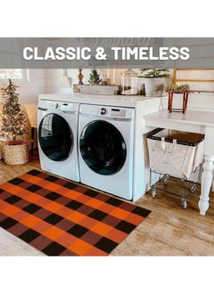 Generic 40*60cm Plain Plaid Floor Mat Home Porch Carpet Festive Atmosphere Decorative Carpet Washable Woven Outdoor Indoor Welcome Mat Suitable for Front Door/Farmhouse/Entrance/Home Entrance Outdoor Carpet (Brown plaid)  - Image 4