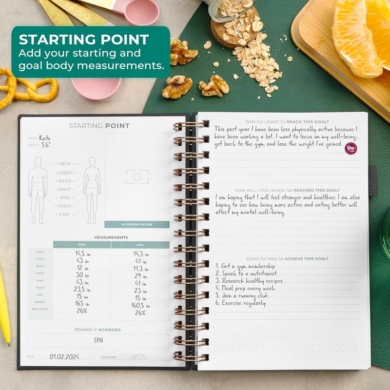 Clever Fox Food Journal Spiral - Daily Food Diary, Meal Prep Planner to Track Calories & Nutrients, Weight Loss Tracker Notebook (Black) - Image 3