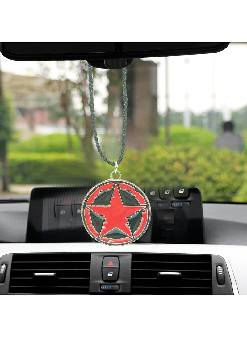 NMC Metal Red Star Car Pendant Easy Hang Mirror Decoration Chain 1 Pcs - Image 1