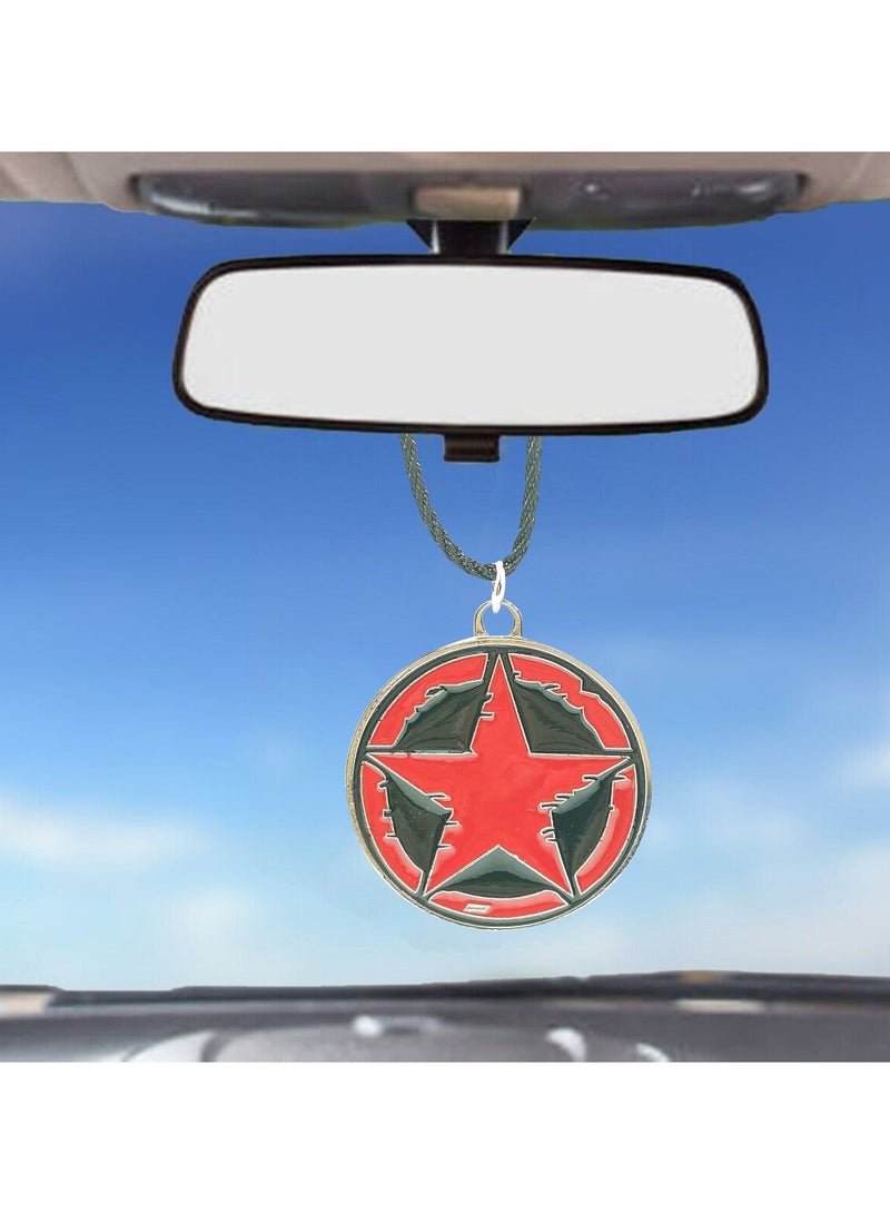 NMC Metal Red Star Car Pendant Easy Hang Mirror Decoration Chain 1 Pcs - Image 4