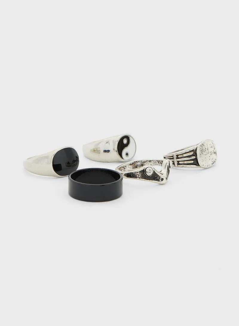Seventy Five 5 Pack Yin Yang Ring Set