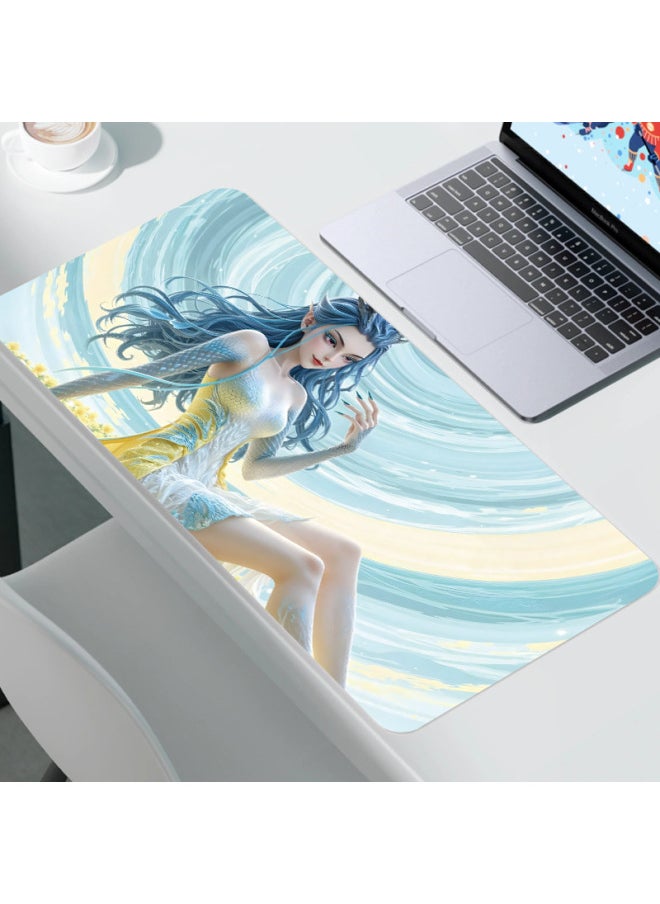 Generic - Which Ao Run Mouse Pad Super Large Lock Edge Non-slip Laptop Pad Large Ao C E-sports Keyboard Pad Table Mat-Colour:900*400*4mm-Pattern:Nezha Ao Run06 - Image 1