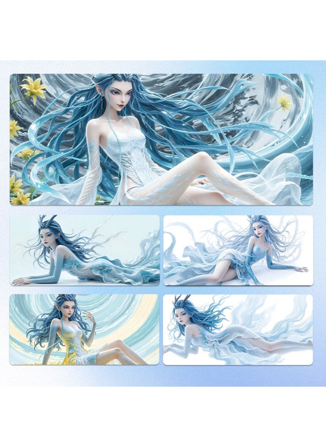 Generic - Which Ao Run Mouse Pad Super Large Lock Edge Non-slip Laptop Pad Large Ao C E-sports Keyboard Pad Table Mat-Colour:900*400*4mm-Pattern:Nezha Ao Run06 - Image 1