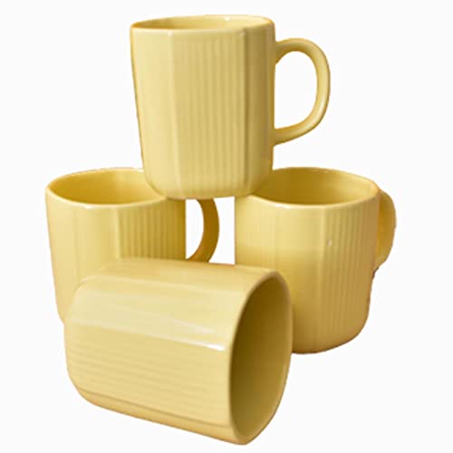 Kunhar Ceramic Coffee Mugs - 4 Piece, Lemon, 300ml - Image 1
