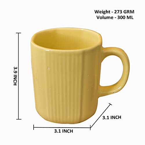 Kunhar Ceramic Coffee Mugs - 4 Piece, Lemon, 300ml - Image 2