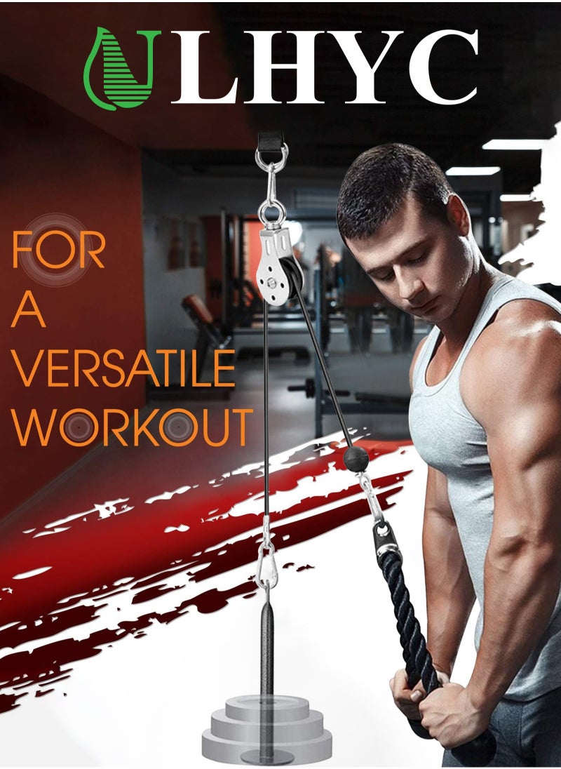 Fitness DIY Pulley Rope Arm Strength Tricep Pulley Cable Cord Accessory Fitness Kit Home Gym Equipment for LAT Pulls and Tricep Extensions