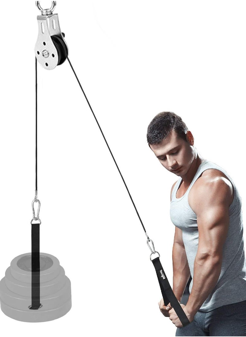 Fitness DIY Pulley Rope Arm Strength Tricep Pulley Cable Cord Accessory Fitness Kit Home Gym Equipment for LAT Pulls and Tricep Extensions
