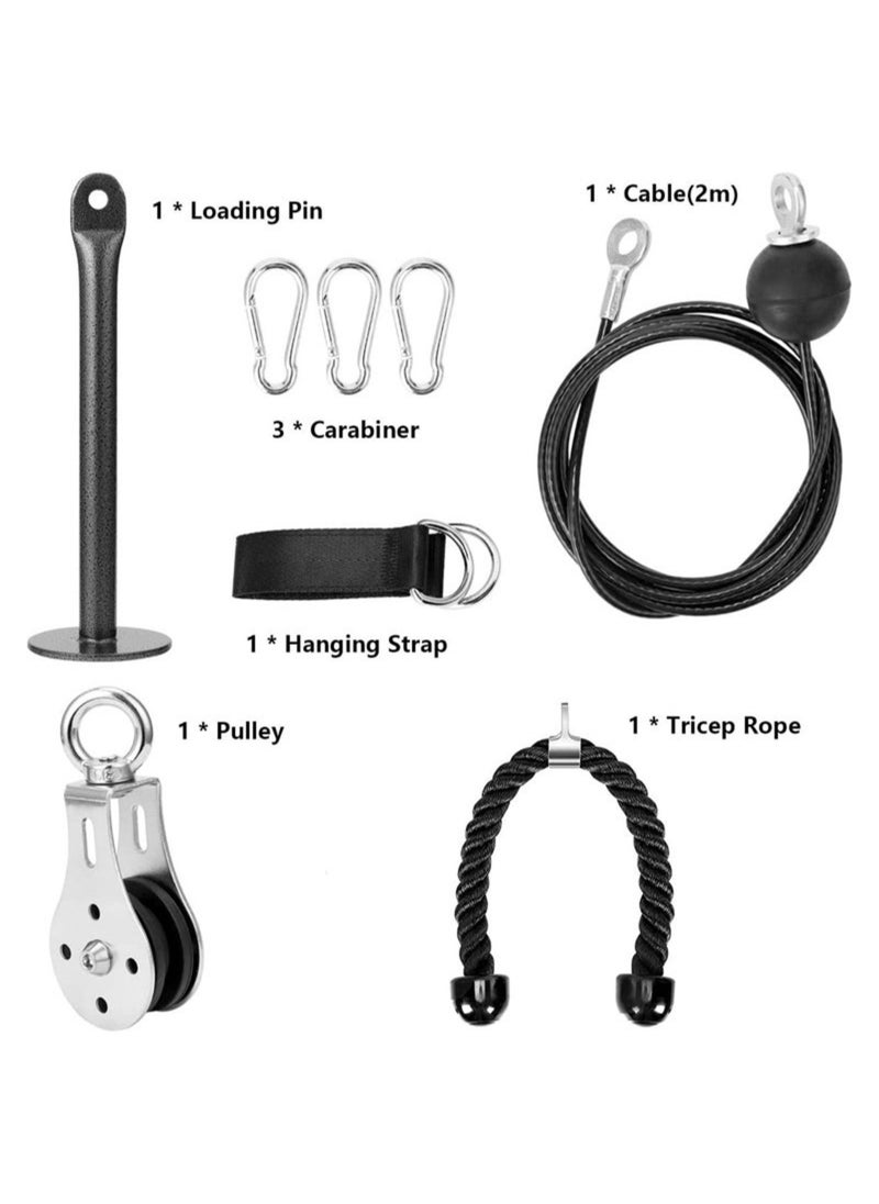 Fitness DIY Pulley Rope Arm Strength Tricep Pulley Cable Cord Accessory Fitness Kit Home Gym Equipment for LAT Pulls and Tricep Extensions