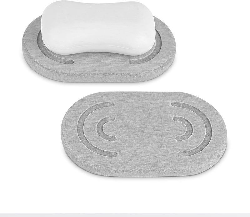 2 Pack Diatomite Soap Dish Water Absorbent Soap Bar Holder Mat SelfDry Soap Saver Container for Bathroom Grey
