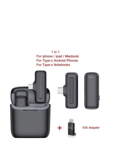 Wireless Lavalier Microphone with iOS Adapter - Perfect for YouTube, TikTok, Vlogging, Interviews, and Live Streaming | 3-Level Noise Reduction, Plug and Play for iPhone, iPad, Android, and More!