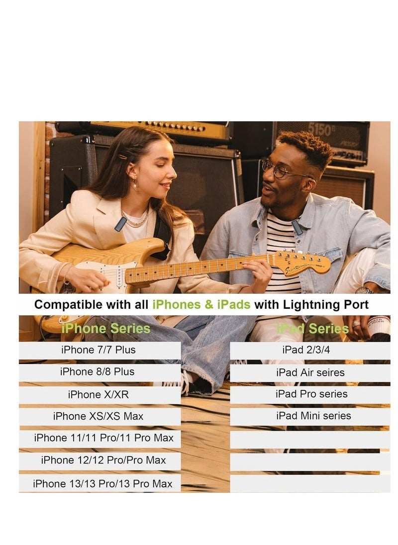 Wireless Lavalier Microphone with iOS Adapter - Perfect for YouTube, TikTok, Vlogging, Interviews, and Live Streaming | 3-Level Noise Reduction, Plug and Play for iPhone, iPad, Android, and More!