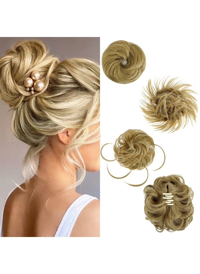 Qunlinta Qunlinta 4 PCS Messy Hair Bun Hairpiece Tousled Updo for Women Hair Extension Claw Ponytail Scrunchies with Elastic Rubber Band Long Updo Messy Hairpiece Hair Accessories for Women 