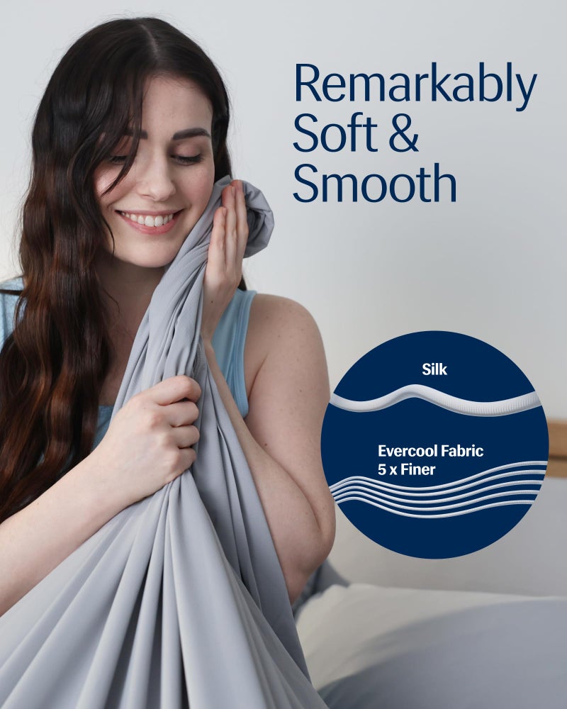 REST Evercool+ Starter Sheet Set  King  Light Gray  Breathable Bed Sheets for Hot Sleeper and Night Sweats  with Pillowcases  Ionic+ Self-Cleaning Silver Yarn for Sensitive Skin  3PCS No Flat Sheet - Image 3