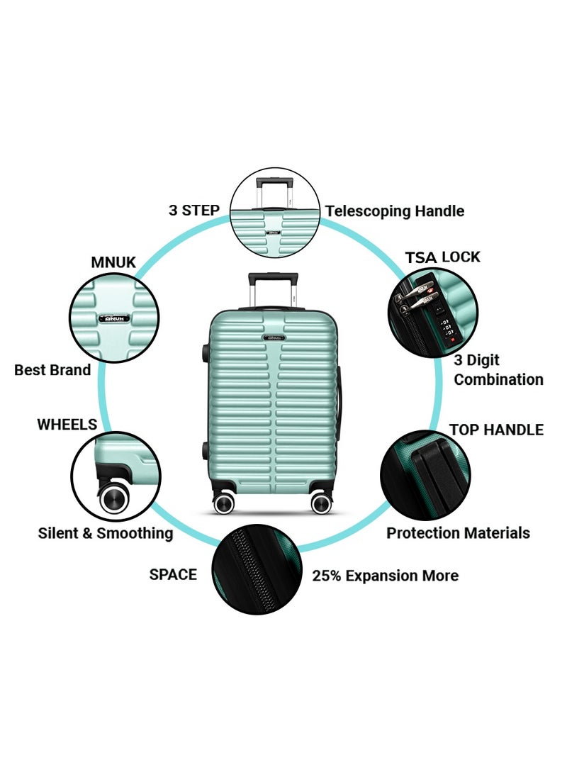 MNUK - Destiny Carry-on Luggage | Hardside Soft Handle Trolley with TSA Lock | 360° 4 Wheeler| Cabin-20 Inch, Pista Green - Image 1