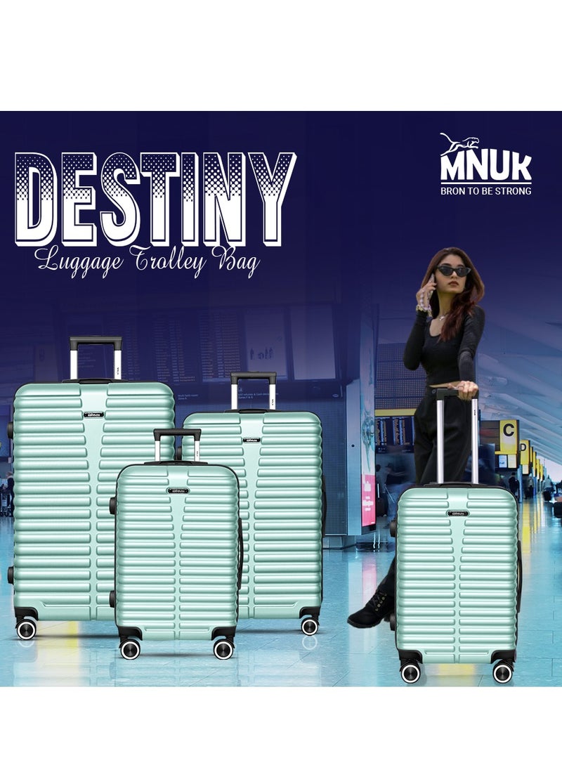 MNUK - Destiny Carry-on Luggage | Hardside Soft Handle Trolley with TSA Lock | 360° 4 Wheeler| Cabin-20 Inch, Pista Green - Image 1