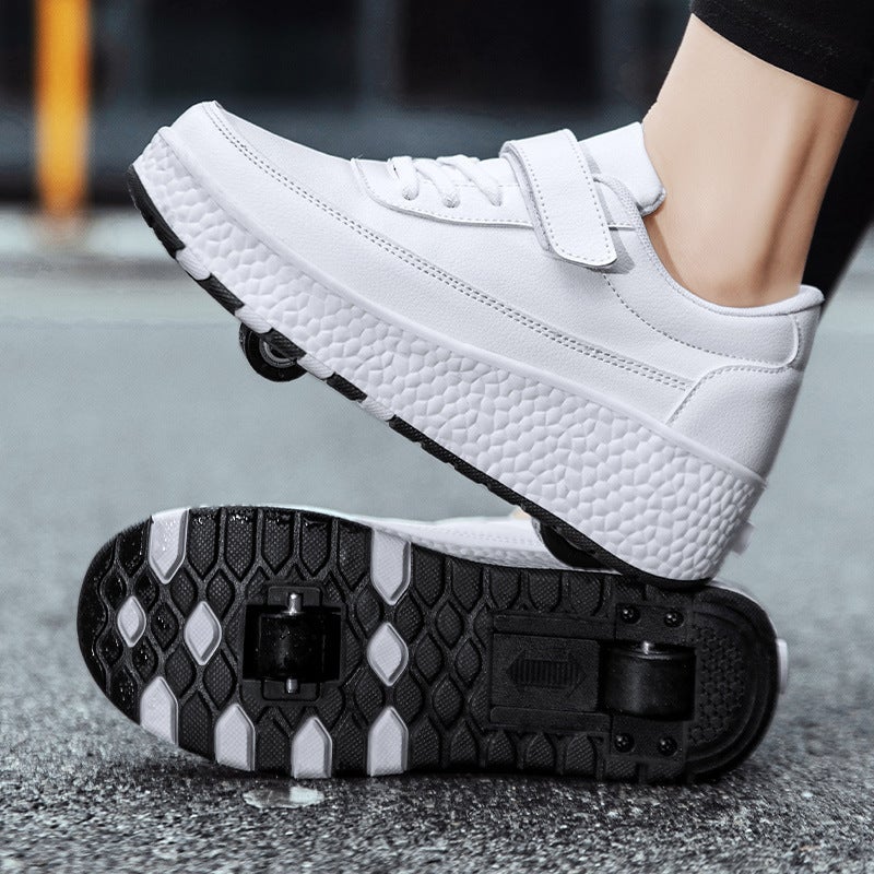 Double-Wheel Walking Shoes Beginner Skate Shoes Boys And Girls Students Teenagers Wheel Shoes Dual-Use Shoes Lightweight - Image 1