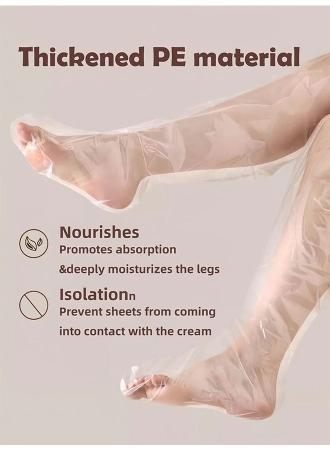 10PCS Disposable Leg Foot Covers, PE Plastic Film for Leg & Foot Mask, Waterproof Transparent Skin Care Sleeves for Men & Women, Home Salon Use - Image 2