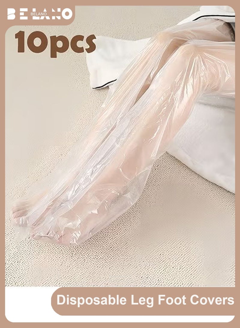 10PCS Disposable Leg Foot Covers, PE Plastic Film for Leg & Foot Mask, Waterproof Transparent Skin Care Sleeves for Men & Women, Home Salon Use - Image 1