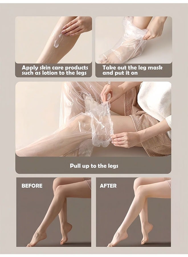 10PCS Disposable Leg Foot Covers, PE Plastic Film for Leg & Foot Mask, Waterproof Transparent Skin Care Sleeves for Men & Women, Home Salon Use - Image 4