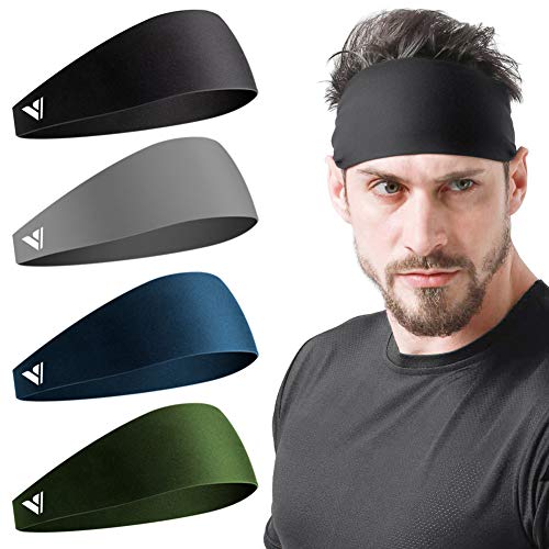 Vgogfly Running Headbands for Men Sweatbands Sports Sweat Bands Mens Workout Thin Fitness Gym Yoga 4 Pack - Image 1