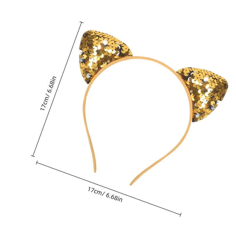 12pcs Sequin Cat Ears Headbands Shiny Cat Ears Headdress Hair Hoops Hair Accessories - Image 2