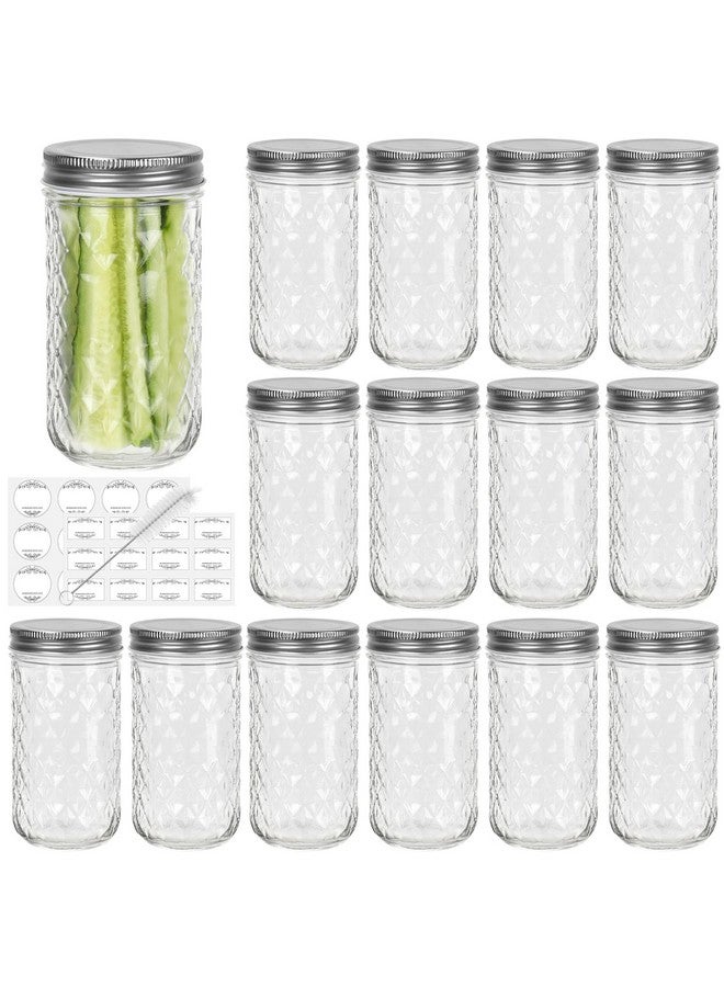 CycleMore 15 Pcs 12oz Mason Jars With One Piece Silver Metal Lids, Canning Jars Glass Regular Mouth Jar for Honey, Jam, Jelly, Wedding Favors, Kitchen Food Storage - Image 1