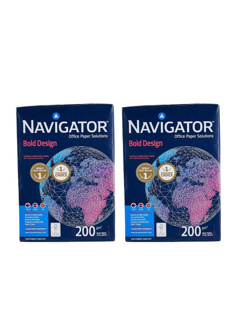 Navigator Navigator 989477 A4 200 Gsm 150 Sheets Ultra White Office Papers Pack of 2  - Image 1