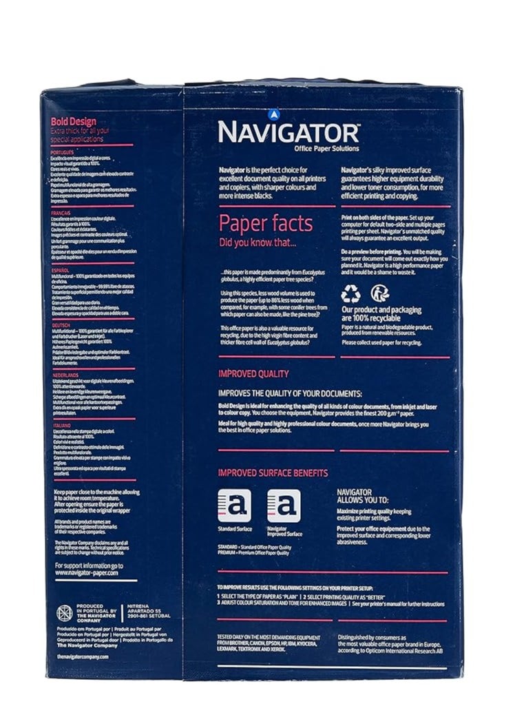 Navigator Navigator 989477 A4 200 Gsm 150 Sheets Ultra White Office Papers Pack of 2  - Image 2