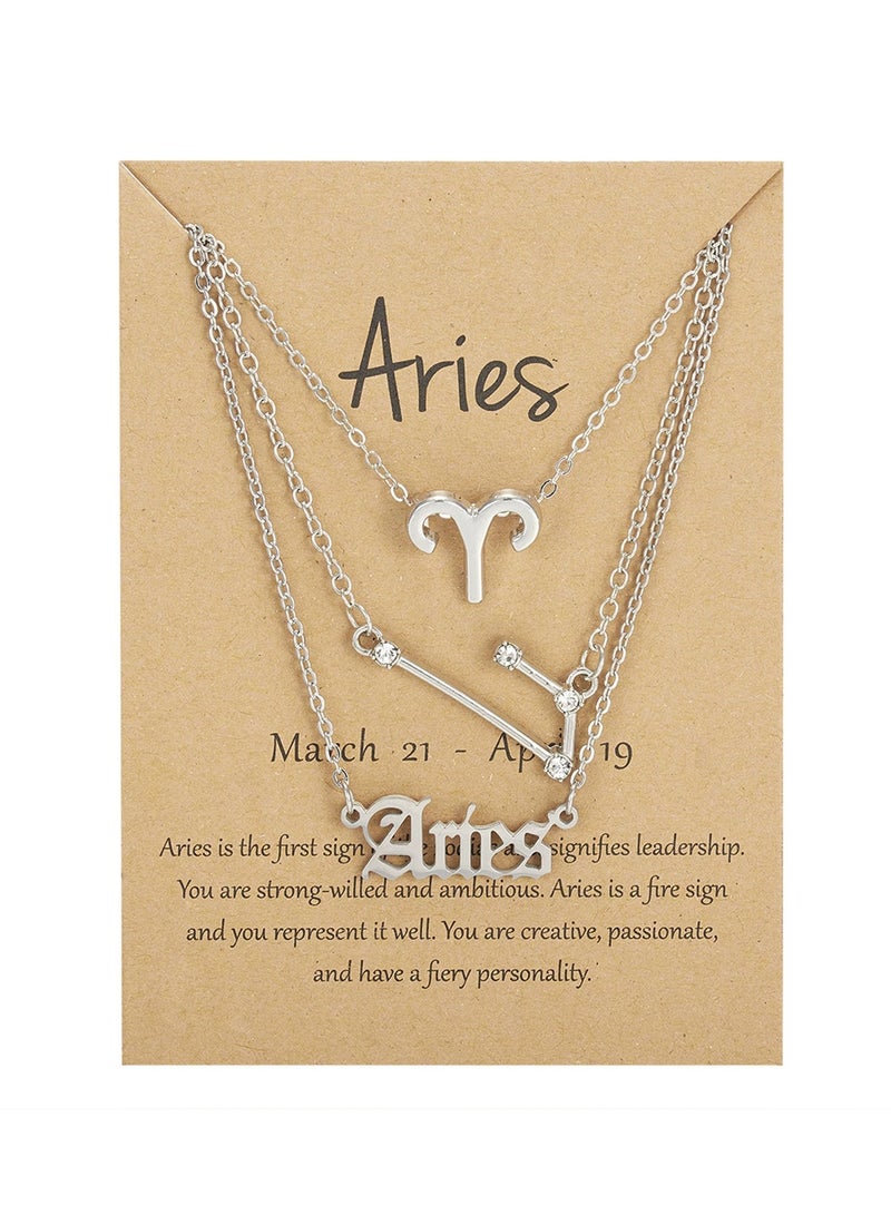 Goolsky Bestseller 3-Layer Zodiac Necklace Set – Vintage Celestial Charms & Gothic Letters, Horoscope Jewelry for Women