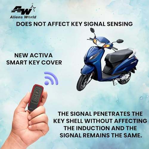 aliens world Leather Key Cover Compatible for Honda Activa iSmart 6G (Black) - Image 5