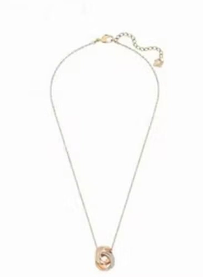 Swan Two-Tone Intertwined Ring Pendant Necklace