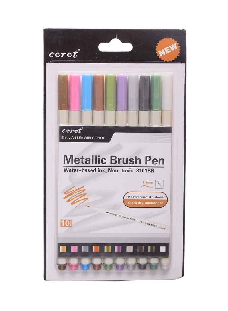 COROT أقلام تلوين معدنية للكتابة والرسم – حبر مائي غير سام – 10 ألوان - Image 1