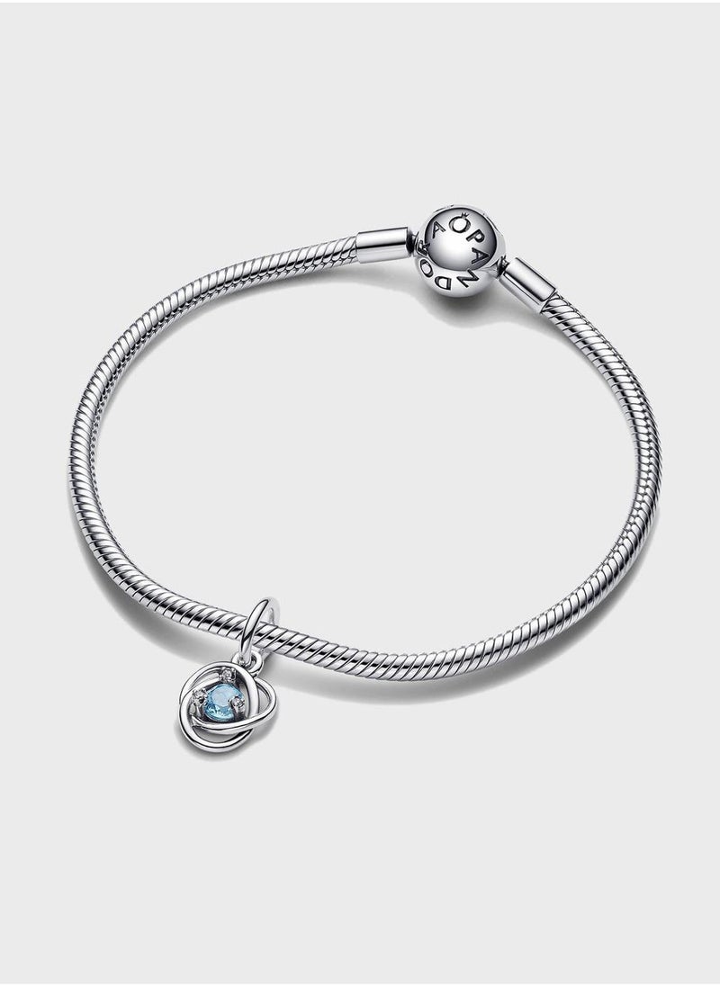 PANDORA Sea Aqua Blue Eternity Circle Dangle Charm  - Image 3