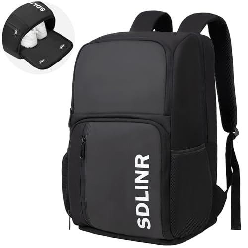 SDLINR Pickleball Bag Fits 4 Paddles Large Pickleball Backpack with Shoe Compartment and Fence Hook Pickle ball Gifts for Men Women Black - Image 1