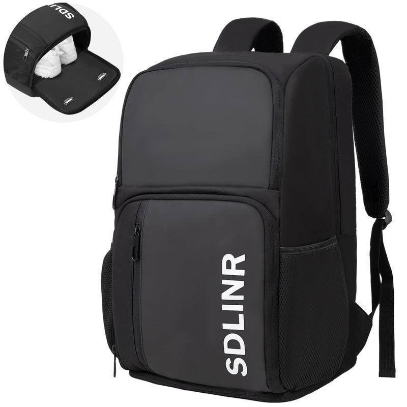SDLINR Pickleball Bag Fits 4 Paddles Large Pickleball Backpack with Shoe Compartment and Fence Hook Pickle ball Gifts for Men Women Black - Image 2