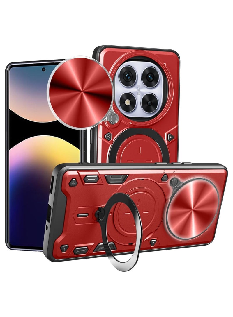 GOLDEN MASK Compatible With Xiaomi Redmi Note 14 Pro 4G Armored Camera Shield Cover Camera Lend Protection, Built-in 360° (Red)