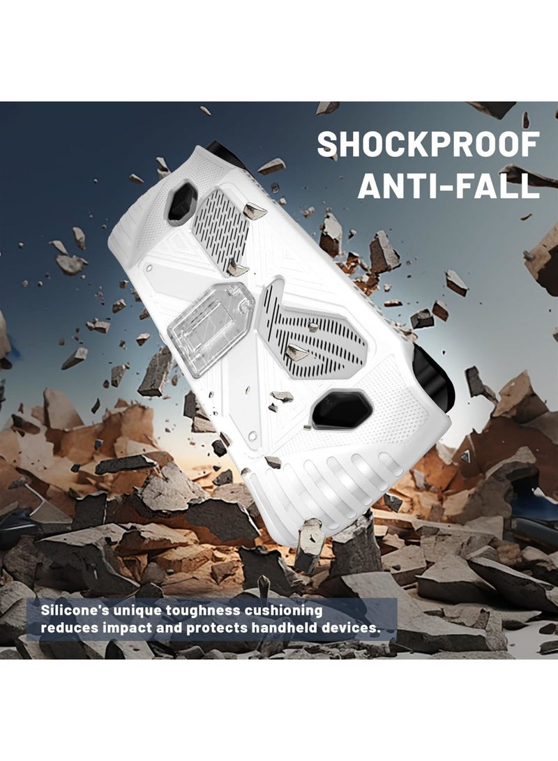 SOLARAE Travel Handbag, with Shock-Absorption and Anti-Scratch Design, Protection Case for ASUS ROG Ally, Built-in Stand for Game Handheld Console - Anti-Drop Shockproof Shell (White) - Image 4