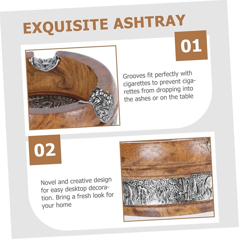 Vintage Mango Wood Elephant Ashtray Desktop Soot Container Office Bedroom Decor Gift - Image 3