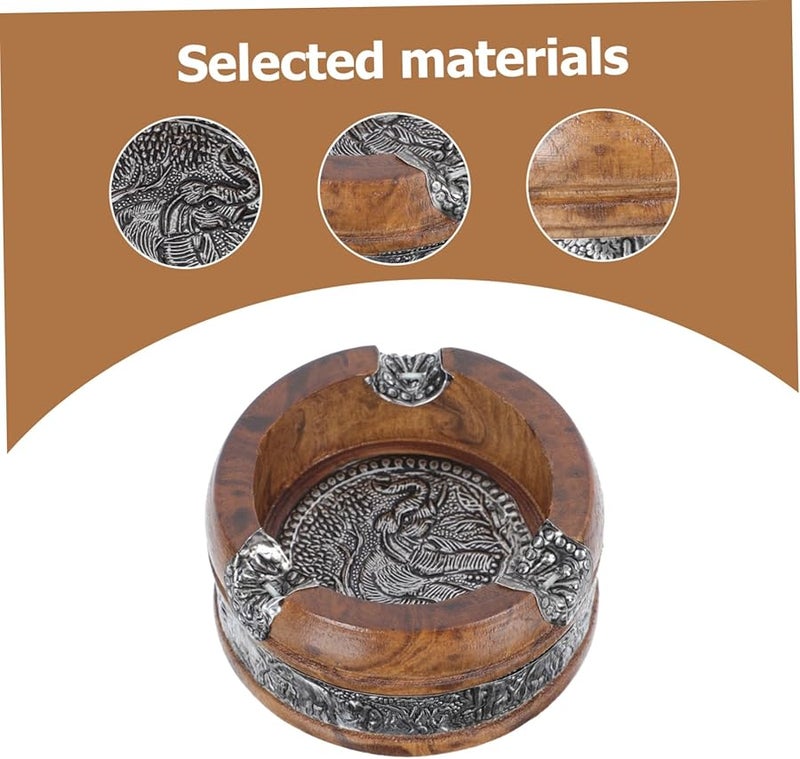 Vintage Mango Wood Elephant Ashtray Desktop Soot Container Office Bedroom Decor Gift - Image 5