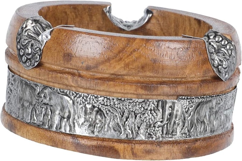 Vintage Mango Wood Elephant Ashtray Desktop Soot Container Office Bedroom Decor Gift - Image 2