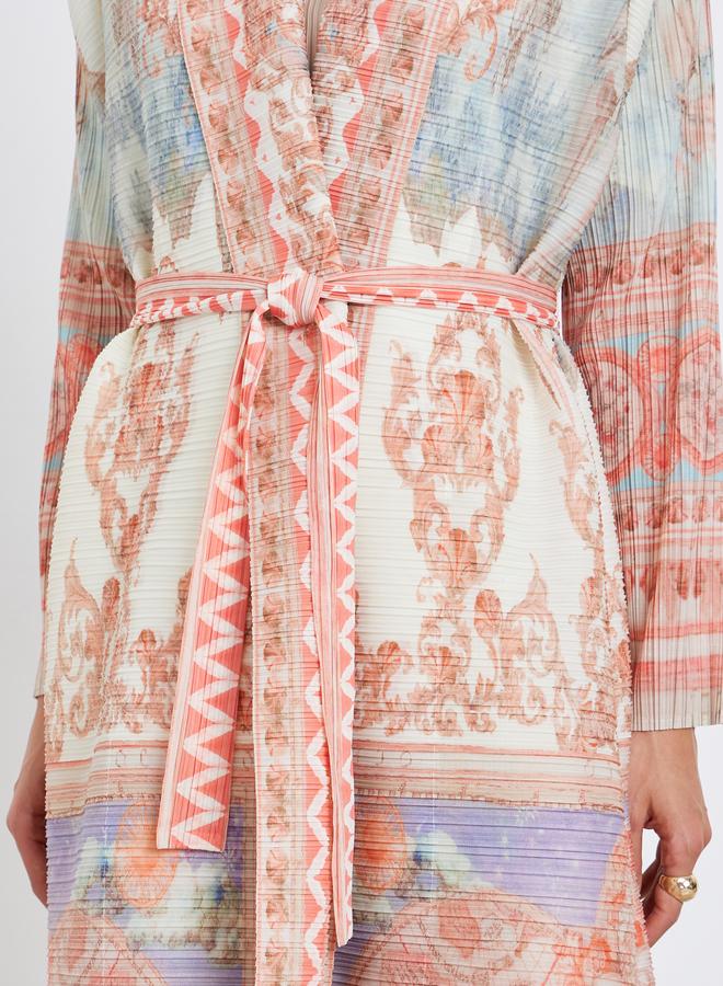 Take Two All-Over Printed Textured Pleated Long Sleeve Abaya - Image 4