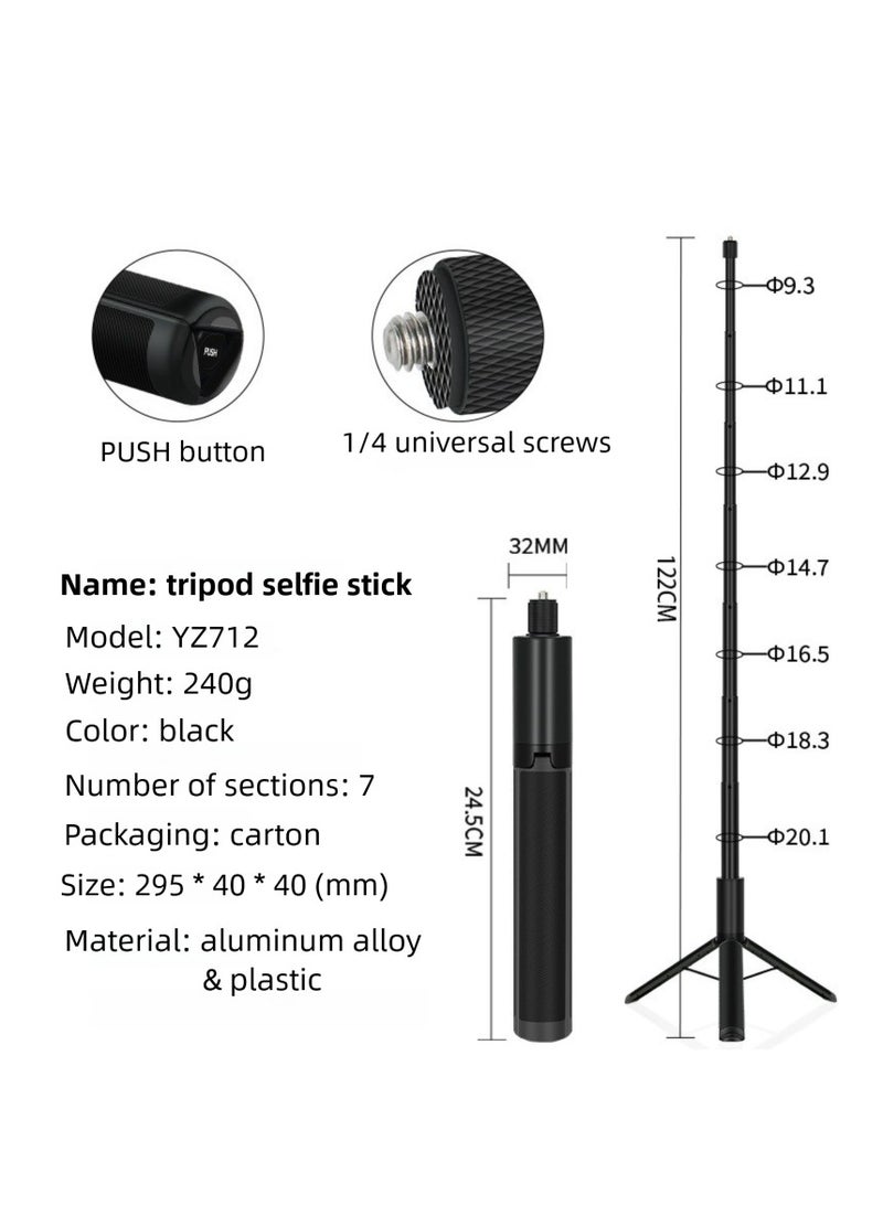 47.24”（1.2M） all-in-one tripod invisible stick for Insta360/GoPro sports camera selfie stick - Image 4