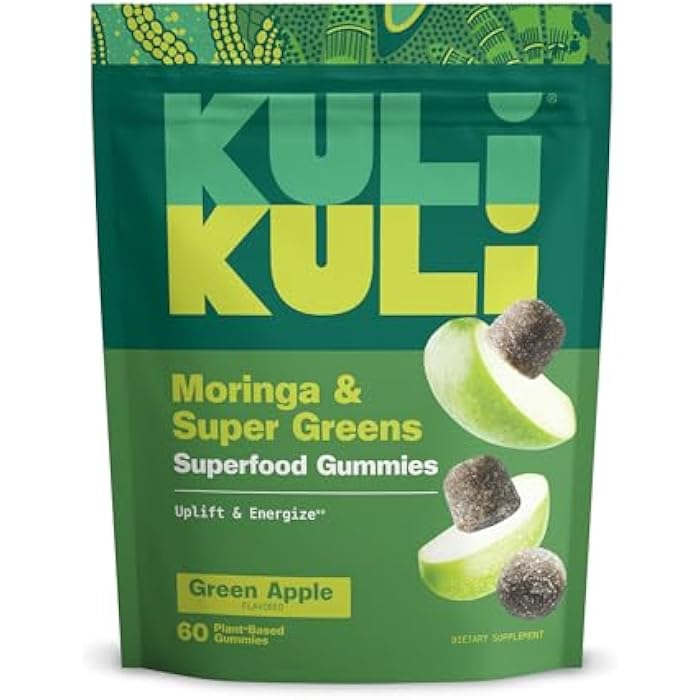 Kuli Kuli Super Energy Gummies - Energy Supplements with Moringa, Caffeine-Free Natural Energy Booster - 60 Non-GMO, Gluten-Free Moringa Gummies - Image 1