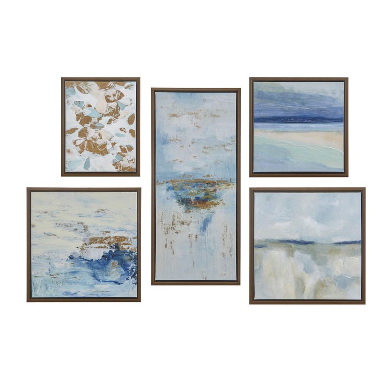 madison park Madison Park Wall Art Living Room Dcor  Galary Canvas Home Accent Modern Dining Bathroom Decoration Ready to Hang Painting for Bedroom MultiSizes Blue Horizon 5 Piece 