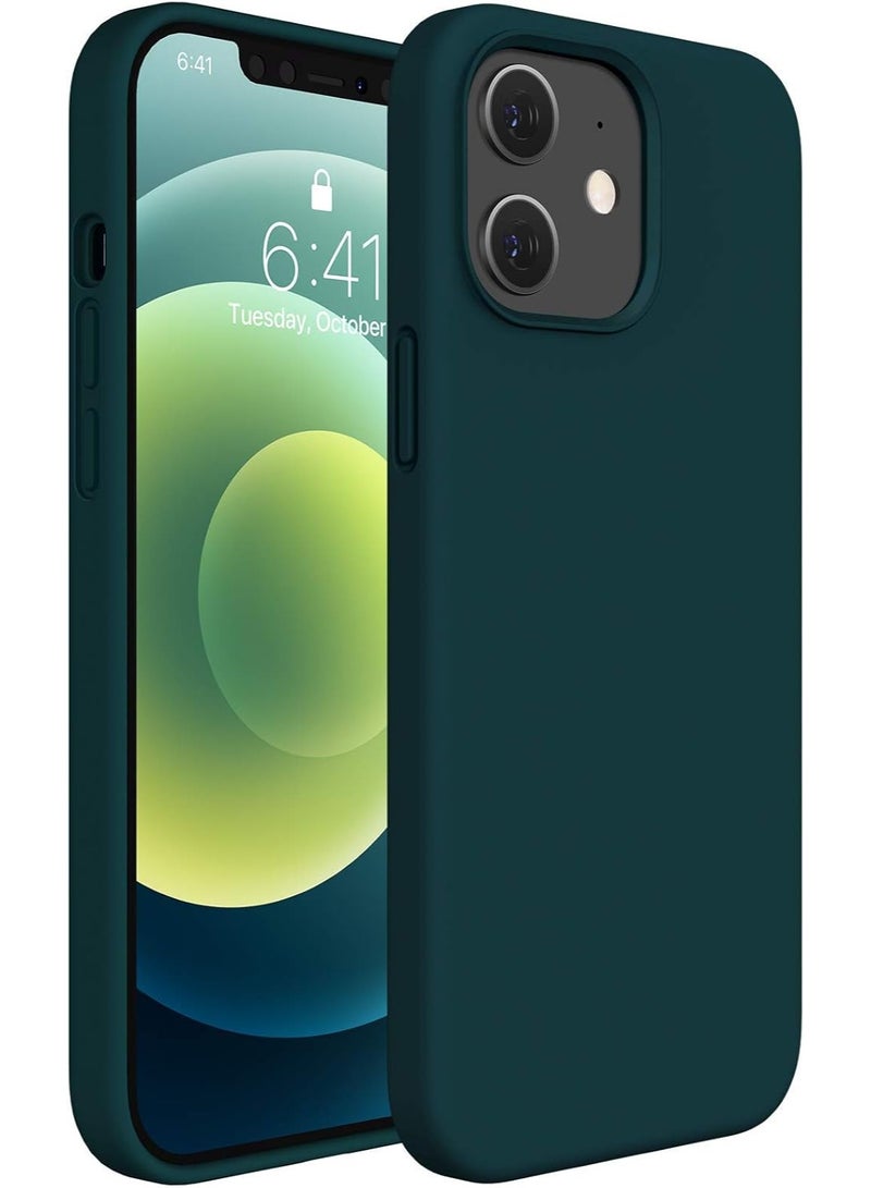 أكاليكس جراب سيليكون سائل فاخر لهاتف iPhone 12 و iPhone 12 Pro، تصميم نحيف، ملمس ناعم مع بطانة من الألياف الدقيقة وحماية معززة للكاميرا - متين ومقاوم لبصمات الأصابع | أخضر - Image 1