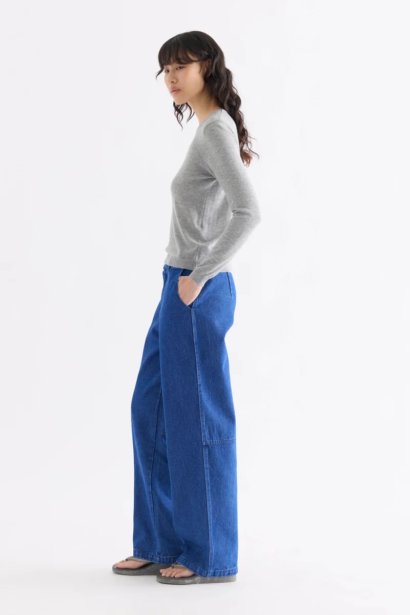 ذا اديتورز ماركت Millie Mid-Rise Jeans - Dark Blue Denim